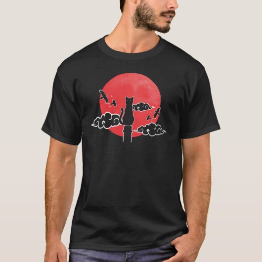 Red Moon Ninja Cat Tee Dark Version T-shirt (Voorkant)