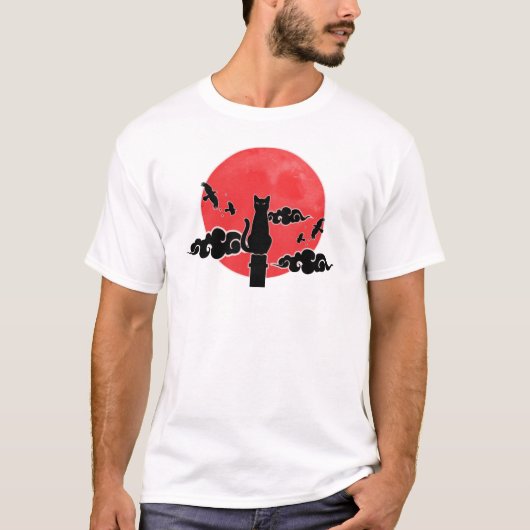Red Moon Ninja Cat Tee T-shirt (Voorkant)