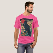 Red Moon Raven - Japanse stijl  zwarte kraai T-shirt (Voorkant volledig)
