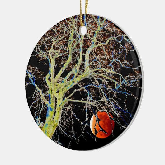 Red Moon Rising Keramisch Ornament (Links)