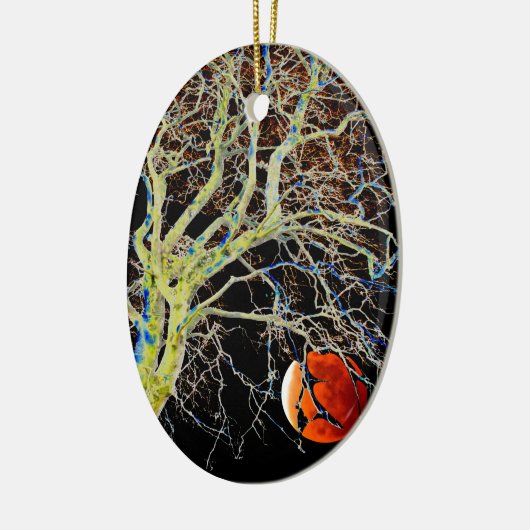 Red Moon Rising Keramisch Ornament (Links)