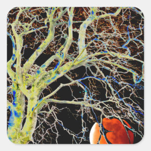 Red Moon Rising Vierkante Sticker