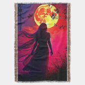 Red Moon Shadow Woman Mystery Design Deken (Voorkant Verticaal)