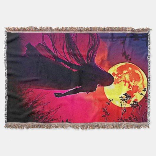 Red Moon Shadow Woman Mystery Design Deken (Voorkant)