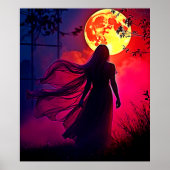 Red Moon Shadow Woman Mystery Design Poster (Voorkant)