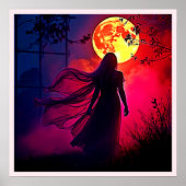 Red Moon Shadow Woman Mystery Design Poster (Voorkant)