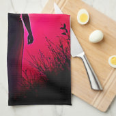 Red Moon Shadow Woman Mystery Design Theedoek (Quarter Fold)