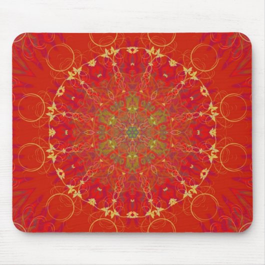 Red Moon Sun Mandala Mousepad Muismat (Voorkant)