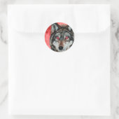 Red Moon Wolf Ronde Sticker (Tas)