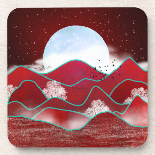 Red Moonrise Bier Onderzetter