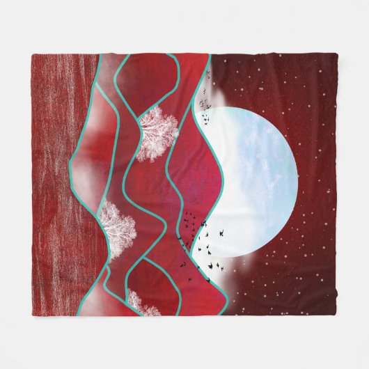 Red Moonrise Fleece Deken (Voorkant (Horizontaal))