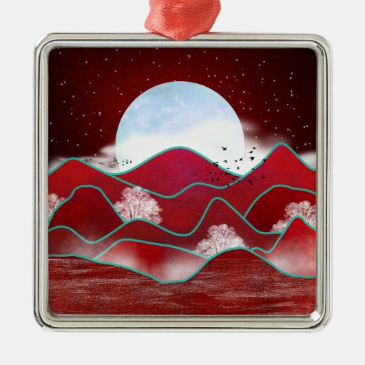 Red Moonrise Metalen Ornament (Voorkant)