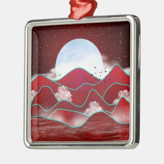 Red Moonrise Metalen Ornament (Links)