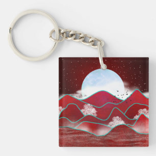 Red Moonrise Sleutelhanger