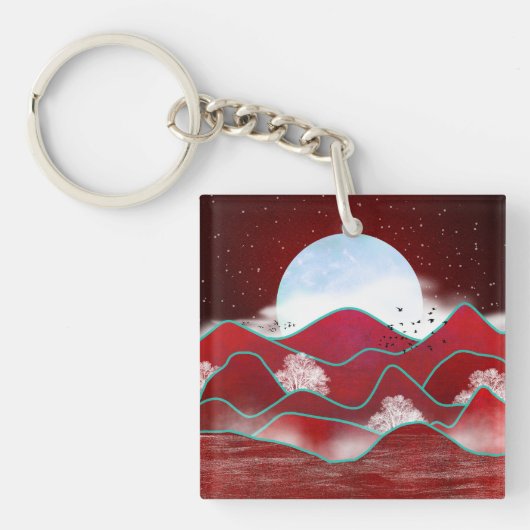 Red Moonrise Sleutelhanger (voorkant)