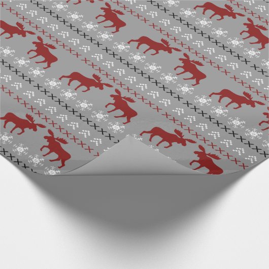 Red Moose kerstkeuken Style Holiday Patroon Cadeaupapier (Hoek)