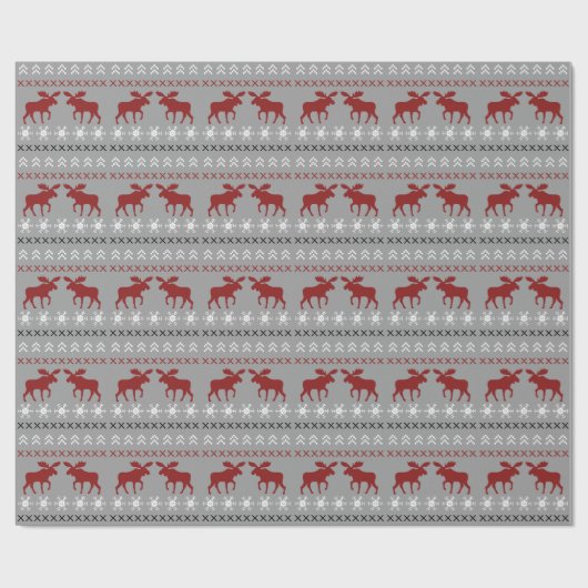 Red Moose kerstkeuken Style Holiday Patroon Cadeaupapier (Vlak)