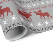 Red Moose kerstkeuken Style Holiday Patroon Cadeaupapier (Rol Hoek)
