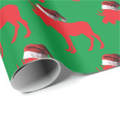 Red Moose met een kersthat Cadeaupapier (Rol Hoek)