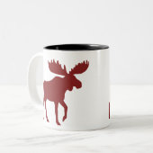 Red Moose Silhouette | Country Holiday Wildlife Tweekleurige Koffiemok (Voorkant links)