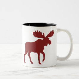 Red Moose Silhouette | Country Holiday Wildlife Tweekleurige Koffiemok