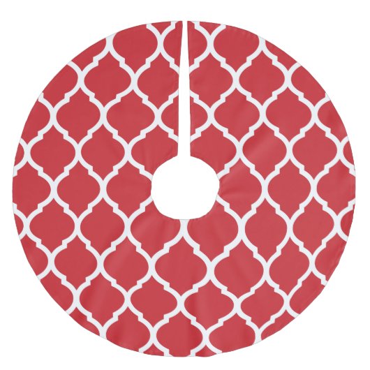 Red Moroccan Quatrefoil Kerstboom Rok (Voorkant)