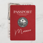 Red Morocco Passport Bewaar de datum Save The Date (Voorkant / Achterkant)
