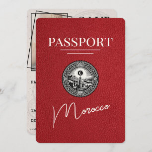 Red Morocco Passport Bewaar de datum Save The Date