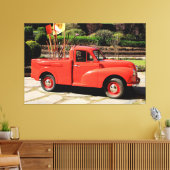 Red Morris Minor pick-up truck Canvas Afdruk (Insitu (Woonkamer))