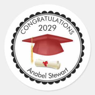 Red Mortar, diploma Jouw naam Afstuderen Sticker