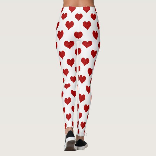 Red Mosaic Heart Pattern Leggings (Achterkant)