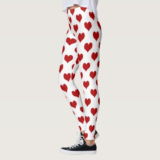 Red Mosaic Heart Pattern Leggings (Links)