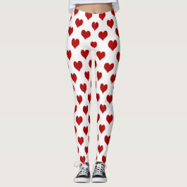 Red Mosaic Heart Pattern Leggings