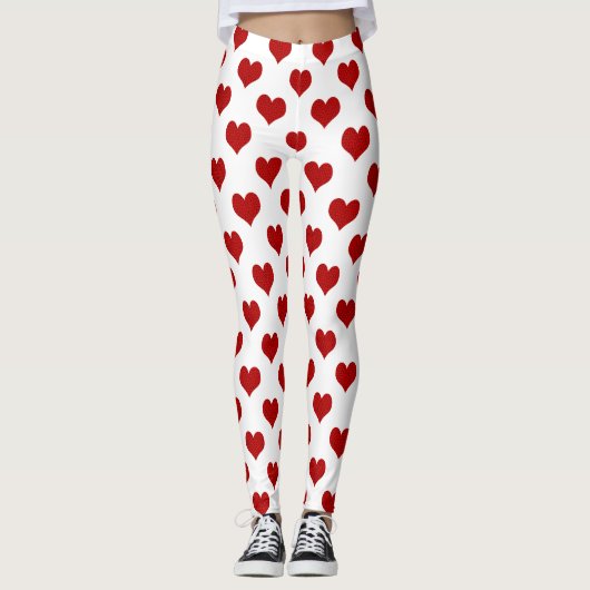Red Mosaic Heart Pattern Leggings (Voorkant)