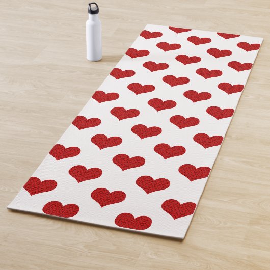 Red Mosaic Heart Pattern Yogamat (In situ)