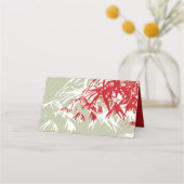 Red & Moss Bamboo laat dubbelXi Chinese bruiloft o Plaatskaartje (Achterkant)
