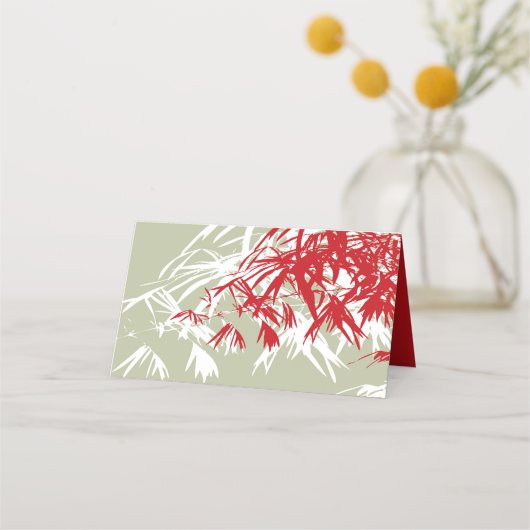 Red & Moss Bamboo laat dubbelXi Chinese bruiloft o Plaatskaartje (Achterkant)
