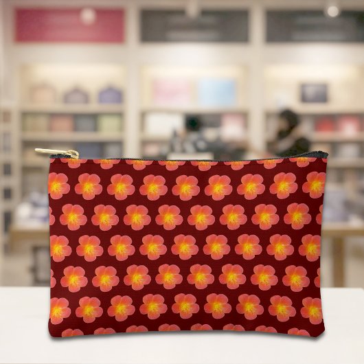 Red Moss Rose Seamless Pattern Pouch Etui