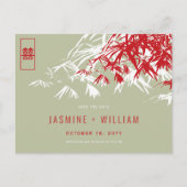 Red Moss Zen Bamboo Chinees huwelijk sparen de dat Aankondigingskaart (Voorkant)