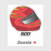 Red Motorcycle Helmet Motor Racing Fan Sticker (Vel)