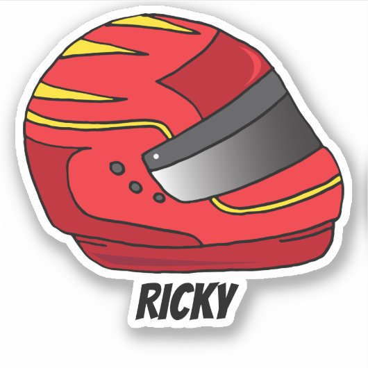 Red Motorcycle Helmet Motor Racing Fan Sticker (Voorkant)