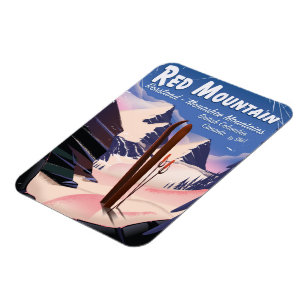 Red Mountain British Columbia, Canada ski poster Magneet