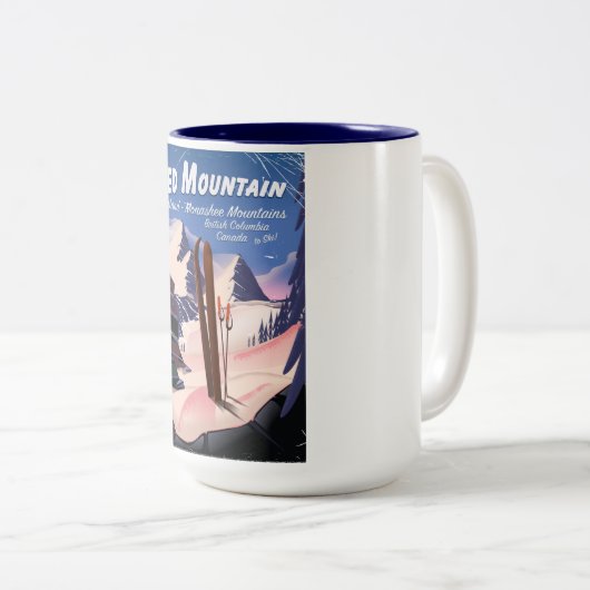 Red Mountain British Columbia, Canada ski poster Tweekleurige Koffiemok (Voorkant rechts)