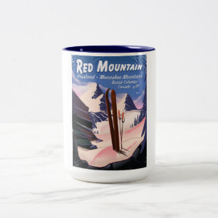 Red Mountain British Columbia, Canada ski-poster Tweekleurige Koffiemok