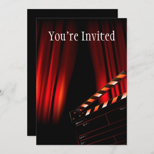 Red Movie Curtain Clapboard Director Kaart (Voorkant / Achterkant)