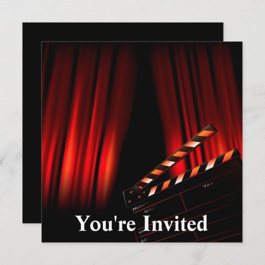 Red Movie Curtain Clapboard Director Kaart (Voorkant / Achterkant)