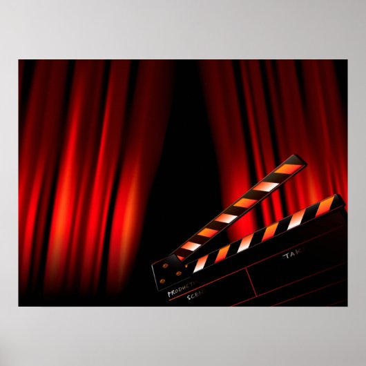 Red Movie Curtain Clapboard Director Poster (Voorkant)
