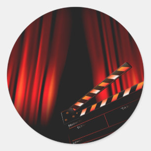 Red Movie Curtain Clapboard Director Ronde Sticker