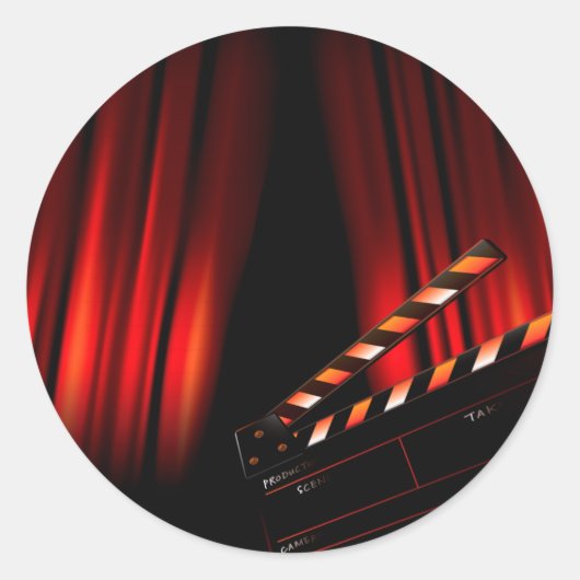 Red Movie Curtain Clapboard Director Ronde Sticker (Voorkant)