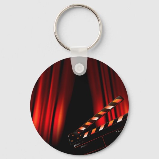 Red Movie Curtain Clapboard Director Sleutelhanger (Voorkant)
